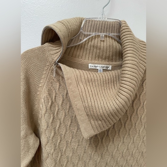 SANDRA DARREN Beige Tan sweater dress sz L - Picture 7 of 8